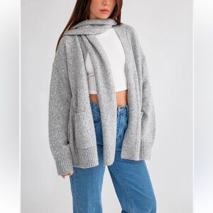 ZARA Oversized Scarf Cardigan in Grey - Retail Price $89